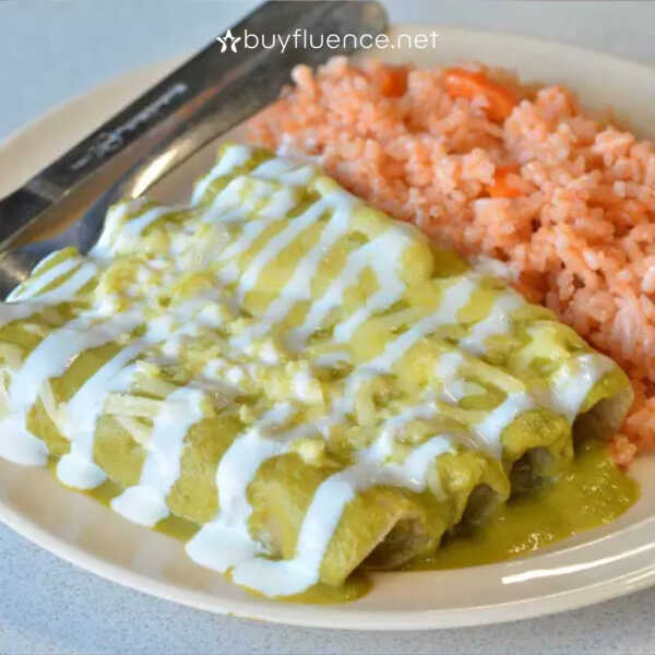 Enchiladas Verdes con Arroz